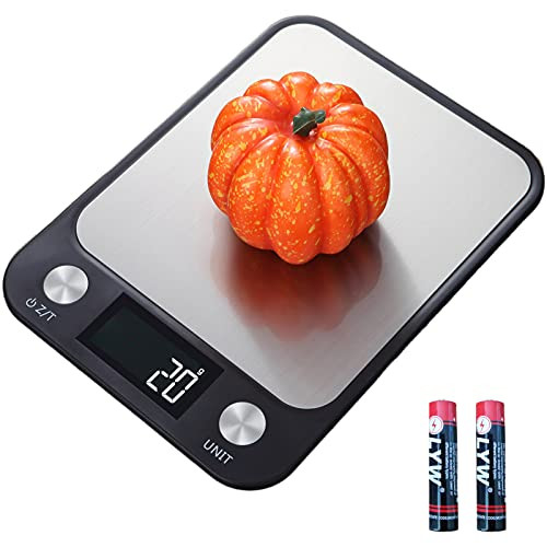 Digital Food Kitchen Scale 7 Units LCD Display Scale in KG G oz lb tl ml and ml-Milk- Max 22lbs-10kg Precise Scale for Cooking and Baking Stainless Steel Easy Clean -Batteries Included-