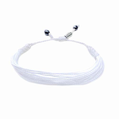 White Awareness Bracelet for Lung Cancer Handmade Unisex Wax Cord String Rope Adjustable for 6-7.5" Wrist Size by RUMI SUMAQ Jewelry