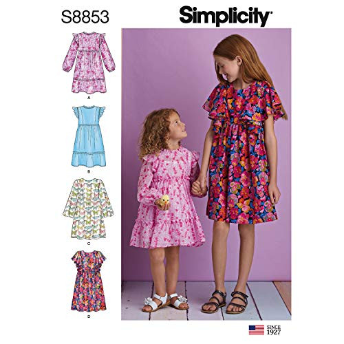 Simplicity Sewing Pattern R10128 - S8853 - Children's and Girls' Dress Size- K5 -7-8-10-12-14-