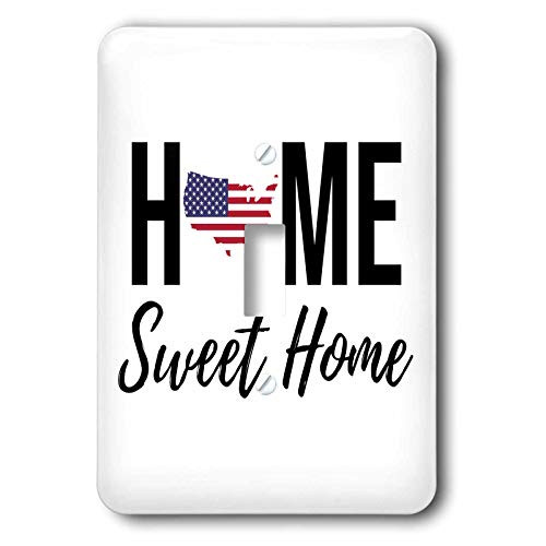 3dRose Stamp City - typography - Home Sweet Home with American Flag United States as the O on white. - single toggle switch -lsp-324904-1-
