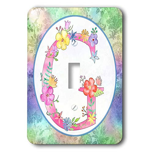 3dRose Pretty Whimsical Pink Flower Monogram Initial G - Light Switch Covers -lsp-340790-1-
