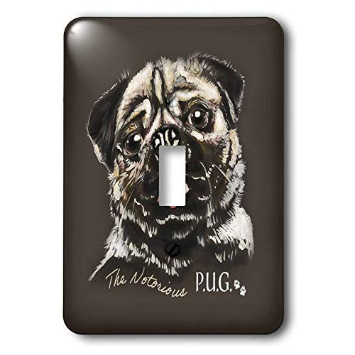 3dRose Pug Dog with text Notorious P.U.G. - Light Switch Covers -lsp-343666-1-