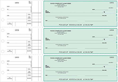 CheckSimple 3-Per-Page All-Purpose Manual Business Checks with Stub Voucher -150 Checks- - Custom