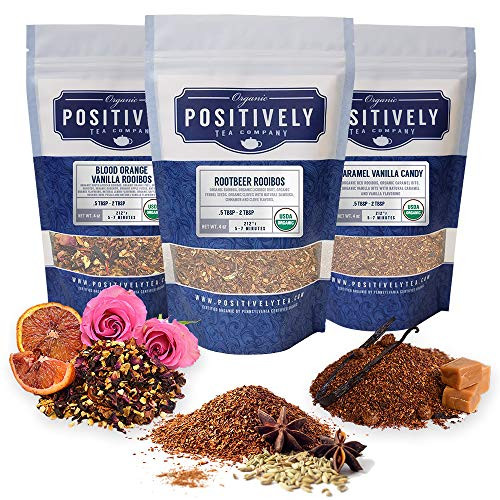 Organic Positively Tea Company Rooibos Tea Sampler Loose Leaf 4 Ounce 3 Pack