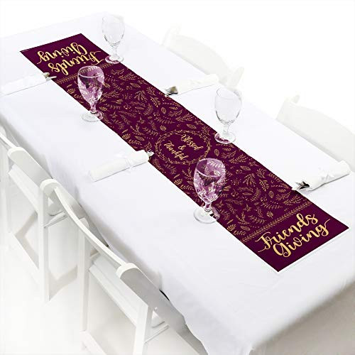 Big Dot of Happiness Elegant Thankful for Friends - Petite Friendsgiving Thanksgiving Party Paper Table Runner - 12" x 60"