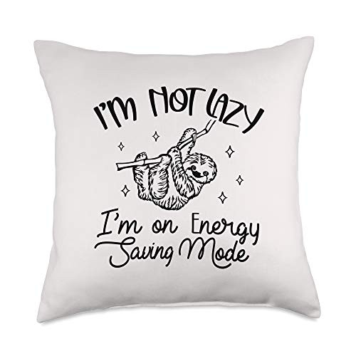 I'm On Energy Saving Mode Sloth Lover Item I'm On Energy Saving Mode Lover Sloth Laziness Throw Pillow 18x18 Multicolor