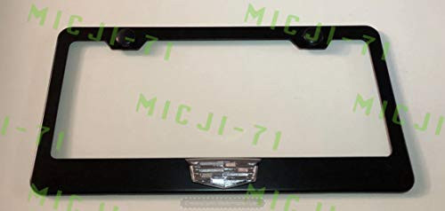 Car Accessories Custom Raised 3D Emblem Stainless Steel Black Finish License Plate Tag Frame Cover Rust Proof Bolts Caps for Cadillac Crest