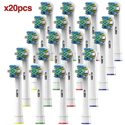 Oral B Replacement Brush Heads- Pack of 20 Floss Action Oralb Braun Electric Toothbrush Heads Compatible With Oral-B 7000, Pro 1000, 9600, 500, 3000, 8000, Vitality+ More- Generic Flossaction Brushes