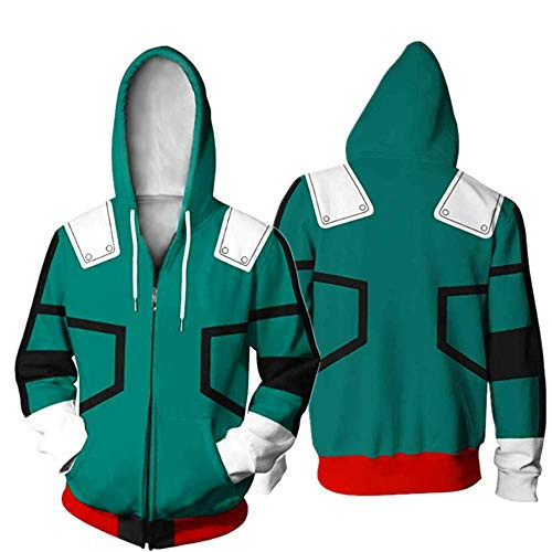 My Hero Academia 3D Hoodie Sweatshirt Boys Boku No Hero Academia Drawstring Pullover Costume for Cosplay -Green-1 S- My Hero Academia 3D Hoodie Sweatshirt Boys Boku No Hero Academia Drawstring Pullover Costume for Cosplay -Green-1 S-