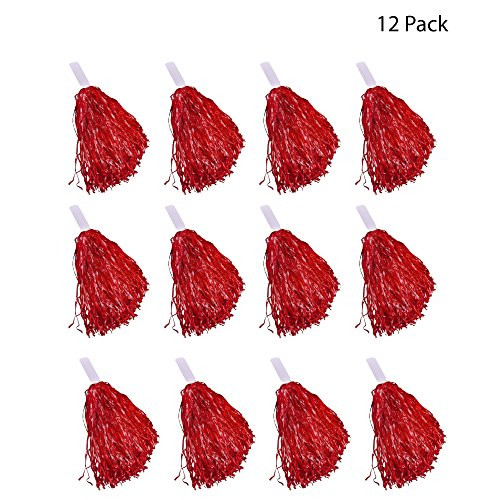 Windy City Novelties Cheerleader Pom Poms - 12 Pack (Red)