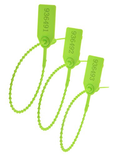Plastic Security Seals Disposable Tags Safety Padlocks Zip Ties Numbered 9.84 inches Green 200 pcs per Bag