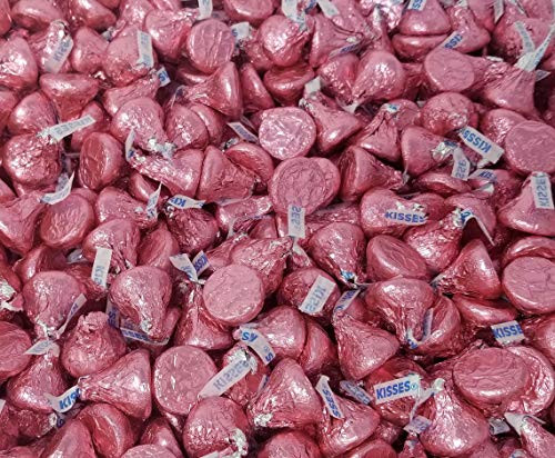 CrazyOutlet HERSHEY'S KISSES Pink Foils Milk Chocolate Candy - Bulk 2 Lbs