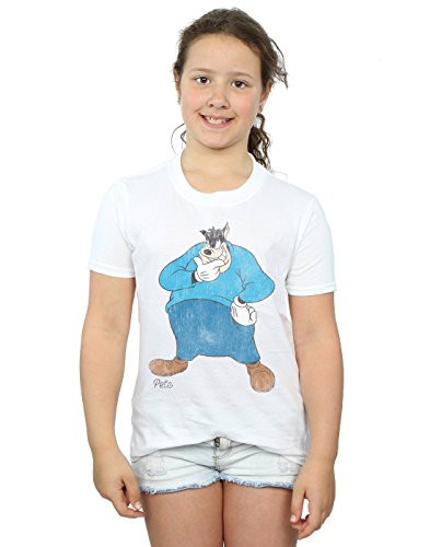Disney Girls Mickey Mouse Classic Pete T-Shirt 5-6 Years White