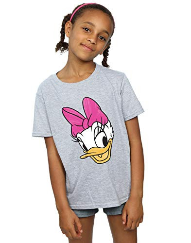 Disney Girls Daisy Duck Head Painted T-Shirt Sport Grey 5-6 Years