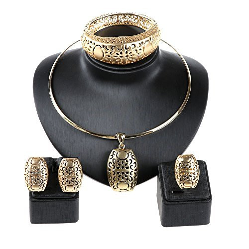 wang 18K Gold Plated Beads Africa Style Necklace Jewelry Set Party Show