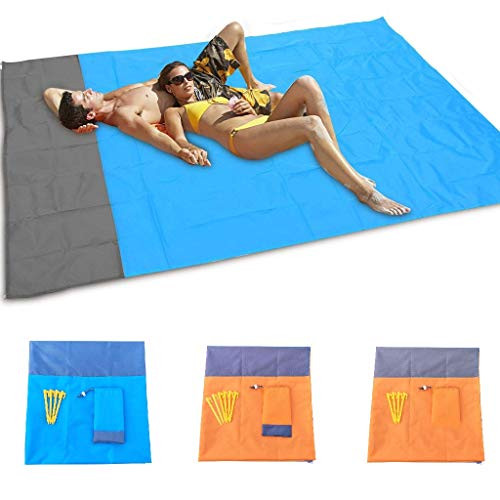 Fan-Ling Sand Free Beach Blanket Lightweight Waterproof 79''×82'' Beach Mat Outdoor Portable Picnic Mat for Travel Camping Hiking Compact Sand Proof Mat Quick Drying -B-