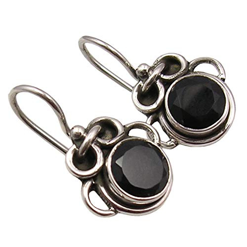SilverStarJewel 925 Solid Silver 7 x 7 mm Black Onyx Ancient Style Earrings 0.9" SilverStarJewel 925 Solid Silver 7 x 7 mm Black Onyx Ancient Style Earrings 0.9"