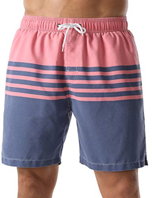 Nonwe Men's Beachwear Casual Fit Soft Washed Striped Board Shorts Pink 40 Nonwe Men's Beachwear Casual Fit Soft Washed Striped Board Shorts Pink 40