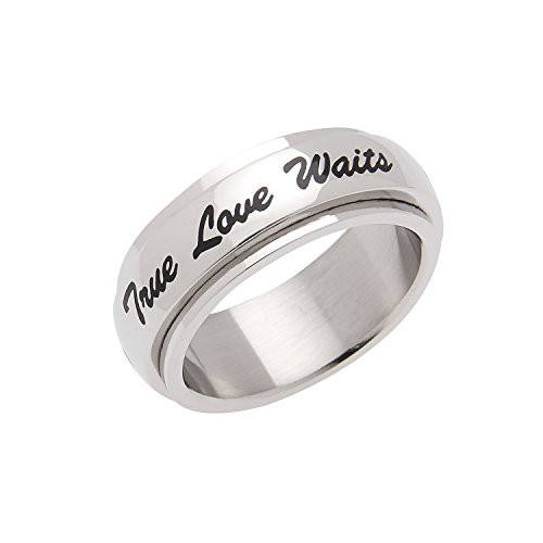 Beads and Pearls Jewelry 7mm Stainless Steel Women's Girls Spinner Ring - True Love Waits Purity Promise Ring - Christian Chastity Ring and Gifts Beads and Pearls Jewelry 7mm Stainless Steel Women's Girls Spinner Ring - True Love Waits Purity Promise Ring - Christian Chastity Ring and Gifts