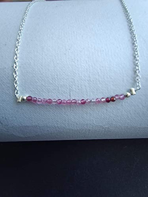 Agira Natural Tourmaline Beads Bar Necklace Round Beads Gemstone Birthstone Healing Stones Fashion Statement Women Jewelry 925 Sterling Silver Chain 18 inch Agira Natural Tourmaline Beads Bar Necklace Round Beads Gemstone Birthstone Healing Stones Fashion Statement Women Jewelry 925 Sterling Silver Chain 18 inch
