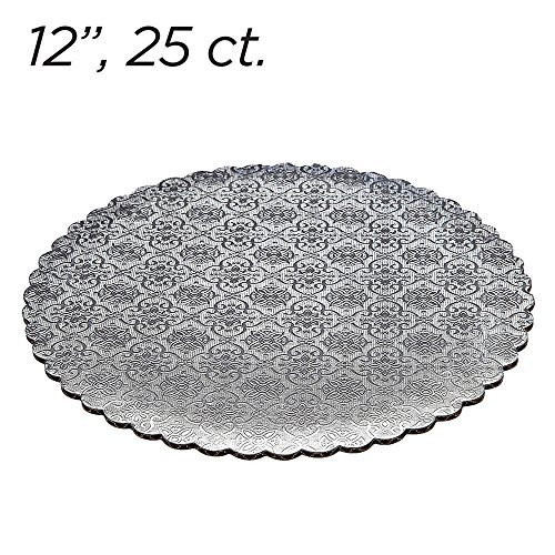 12" Silver Scalloped Edge Cake Boards, 25 ct