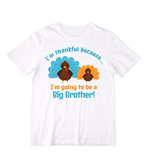 I'm Thankful Because I'm Going to Be a Big Brother Cute Thanksgiving Blue  and  Orange Turkeys Pregnancy Announcement Shirt or Bodysuit