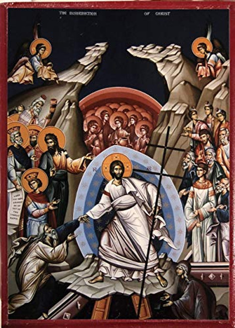 Wooden Greek Orthodox Christian Icon Resurrection of Jesus Christ -5.5" x 7.5"-