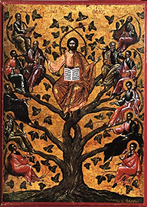 Wooden Greek Orthodox Christian Icon Jesus Christ The True Vine -5.5" x 7.5" Poplar-