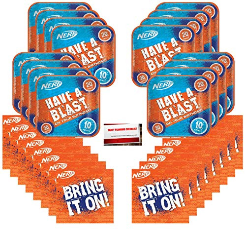 Nerf Party Birthday Supplies Bundle Pack for 16 Guests (Plus Party Planning Checklist by Mikes Super Store)