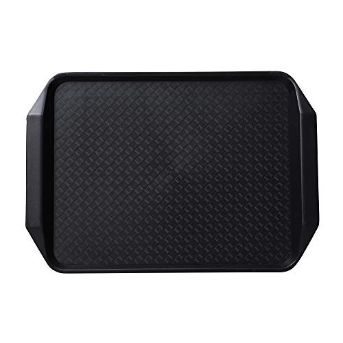 Serving Trays Rectangular Fast Food Tray with Handle 17"W X 12"L Plastic Black