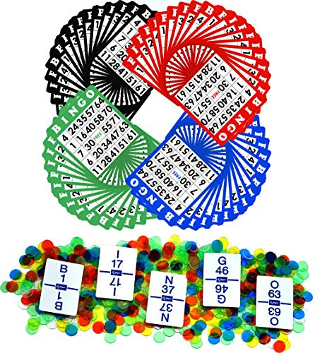 Regal Games Bingo Game Sets with 5.25 inch Bingo Cards, Bingo Calling Card Deck, and Bingo Chips (Mixed, Mixed 100 pack)