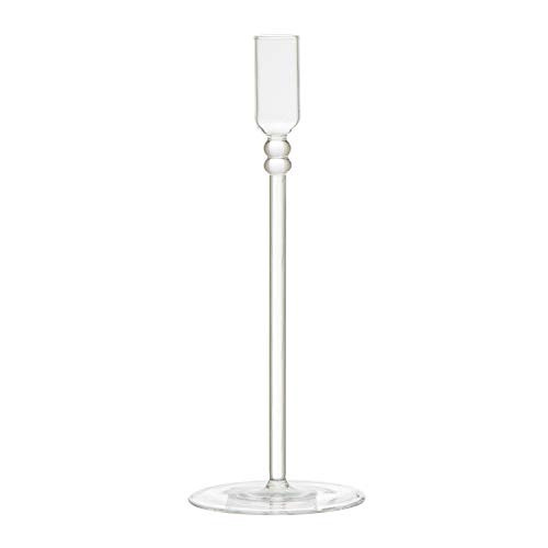 Creative Co-Op Glass Taper Candle Holder Clear