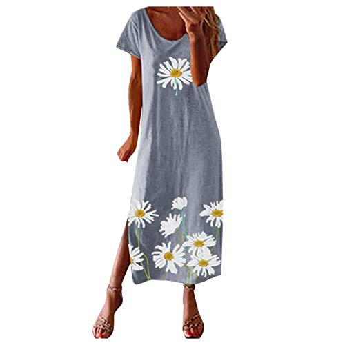 Toeava Maxi Dress for Women Summer Daisy Floral Print Sexy Short Sleeve O-Neck Casual Sundress Beach Party Long Dress Toeava Maxi Dress for Women Summer Daisy Floral Print Sexy Short Sleeve O-Neck Casual Sundress Beach Party Long Dress