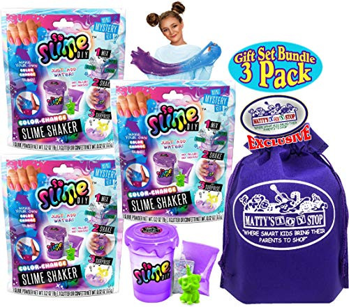 So Slime DIY Color-Change Slime Shaker/Maker Blind Pack Gift Set Party Bundle with Bonus Matty's Toy Stop Storage Bag - 3 Pack (Assorted)