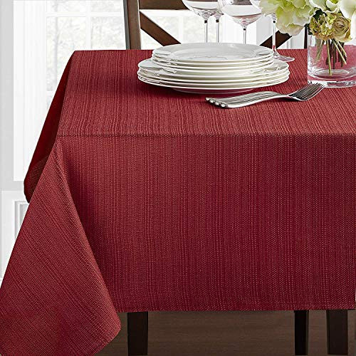 Benson Mills Textured Fabric Tablecloth (60" x 84" Rectangular, Rio Red)