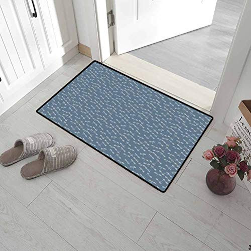 Leigh R. Avans Printed Doormat Dragonfly for Outdoor Entrance Tropical Wildlife Pattern Japanese Style Oriental Nature Inspired Pattern 15" x 24" Slate Blue White