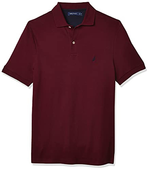 Nautica Men's Classic Fit Short Sleeve Solid Soft Cotton Polo Shirt Royal Burgundy X-Large