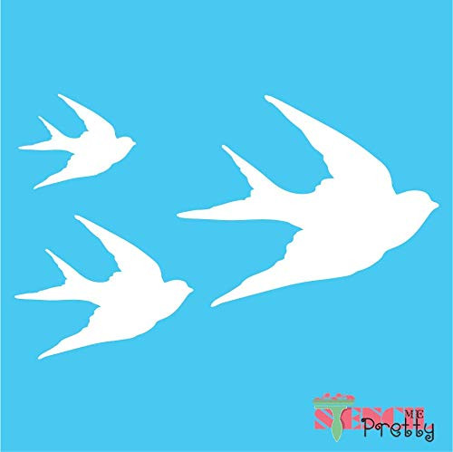 Swallow Bird Stencil - DIY Template Best Vinyl Large Stencils for Painting on Wood Canvas Wall etc.-L -20" x 12.5"- Brilliant Blue Color Material