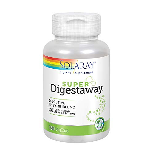 Solaray Super Digestaway Digestive Enzyme Blend  Healthy Digestion  and  Absorption of Proteins Fats  and  Carbohydrates  Lab Verified  180 VegCaps
