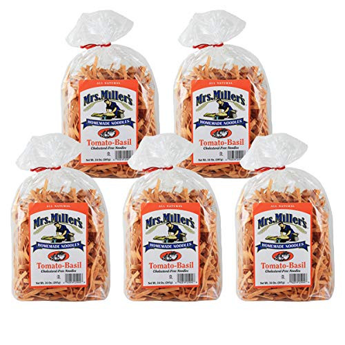 Mrs. Miller's Homemade Noodles Tomato-Basil Cholesterol Free 14 OZ -Pack of 5- Mrs. Miller's Homemade Noodles Tomato-Basil Cholesterol Free 14 OZ -Pack of 5-