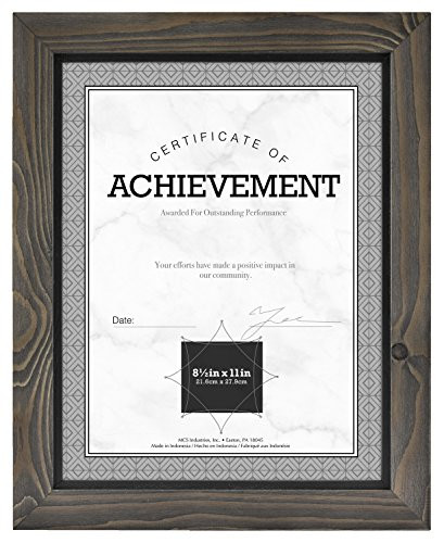 MCS 8.5x11 Inch Asher Wood Document Frame, Gray Woodgrain (66967)