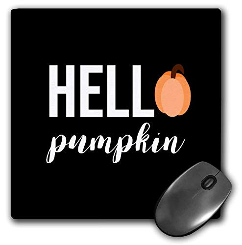 3dRose Hello Pumpkin with a Pumpkin as The o in Hello. White Letters on. - Mouse Pads -mp-322366-1-