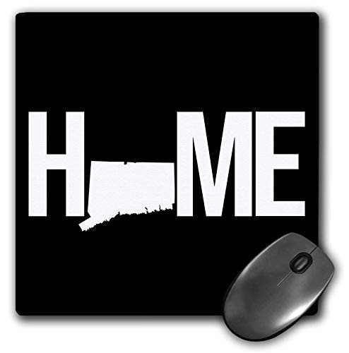 3dRose Stamp City - Typography - Home with Connecticut State as The O. Black Background. - Mousepad -mp-323922-1-