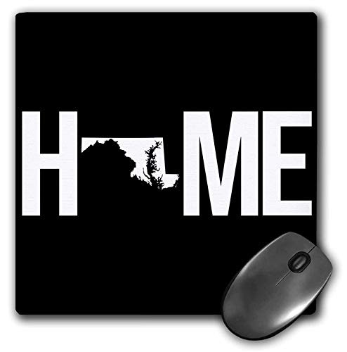 3dRose Stamp City - Typography - Home with Maryland State as The O. Black Background. - Mousepad -mp-324052-1-
