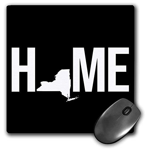 3dRose Stamp City - Typography - Home with New York State as The O. Black Background. - Mousepad -mp-324172-1-