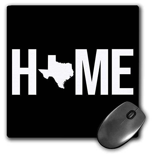3dRose Stamp City - Typography - Home with Texas State as The O. Black Background. - Mousepad -mp-324282-1-