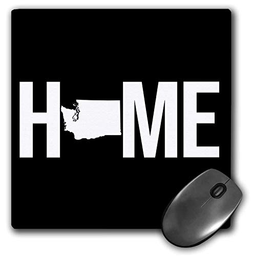 3dRose Stamp City - Typography - Home with Washington State as The O. Black Background. - Mousepad -mp-324322-1-