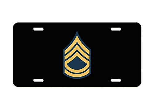 US Army Rank - Sergeant First Class E-7 - Black Aluminum License Plate