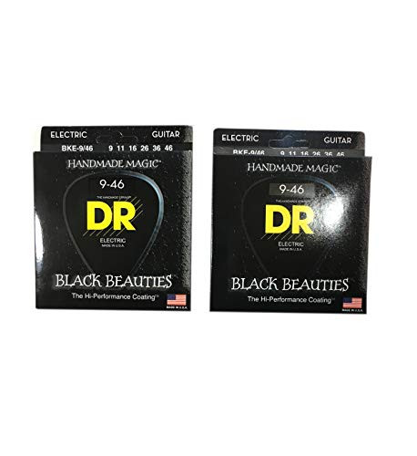 DR Guitar Strings Electric K3 Black Beauties High Performance Coated 09-46 2 Pack