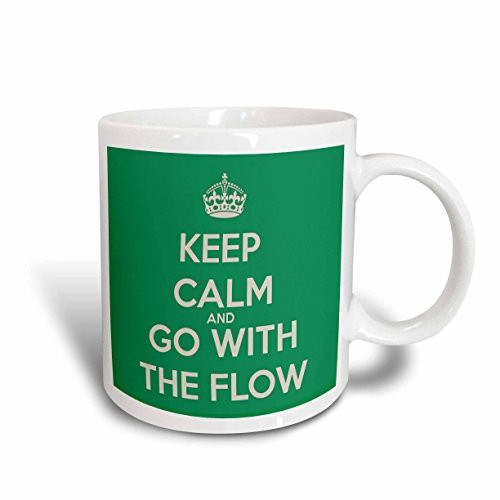 3dRose Keep Calm And Go With The Flow Green Mug 15 oz
